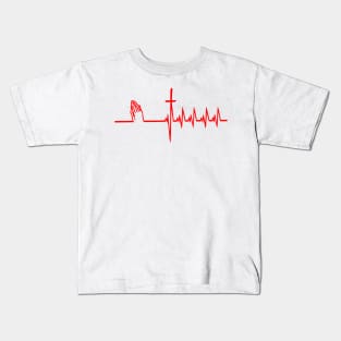 Christianity, Heartbeat icon, cross, heart & prayer Kids T-Shirt